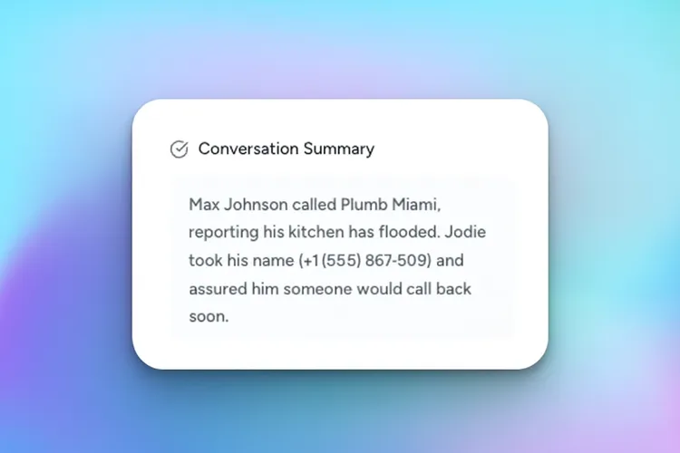 AI call summary and transcript