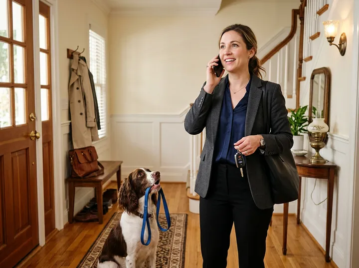 Dog owner calling to book regular dog walking service