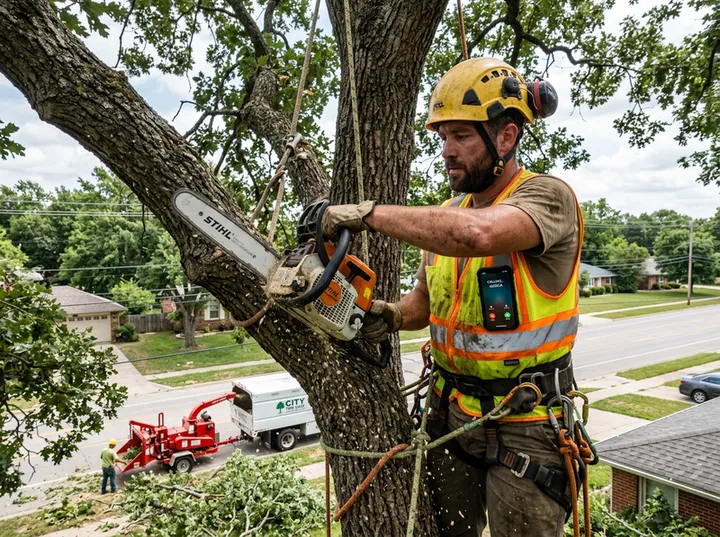 Tree service worker unable to answer phone while working at height