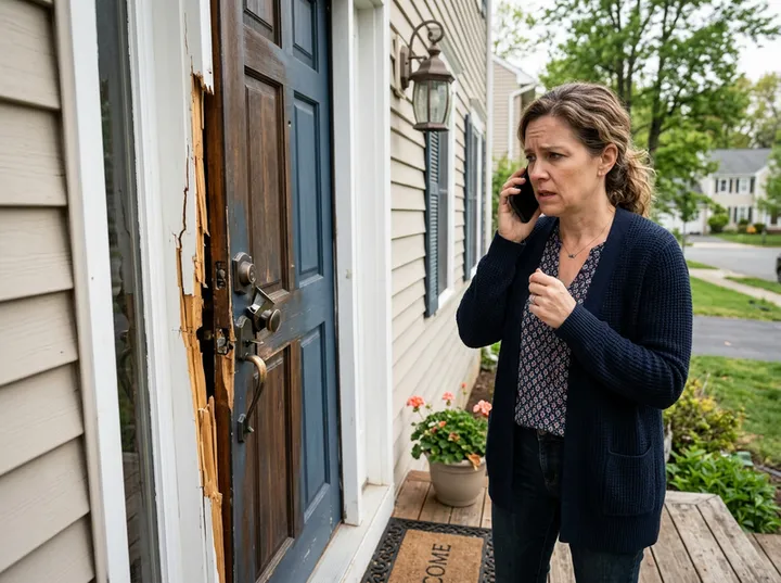 Homeowner urgently calling about a damaged front door
